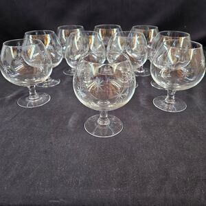 Vintage Starburst Etched Brandy Snifters Set of 10 MCM
